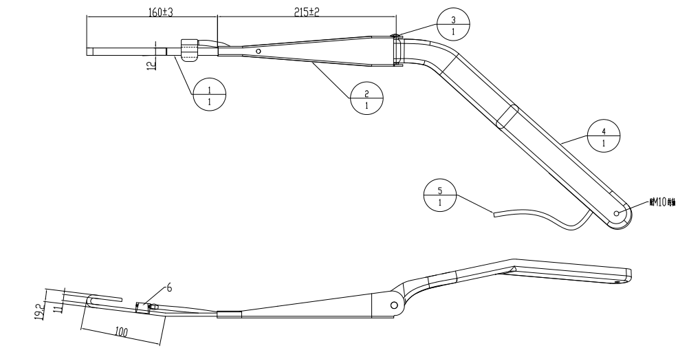 GBNX20 Middle-sized wiper arm NX20（left）