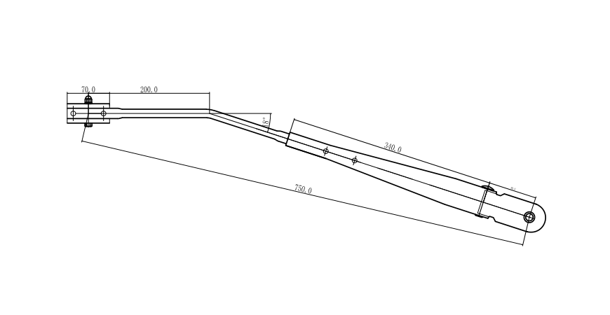 GBHF01 Hefei 750mm Single Round Tube Left Wiper Arm （18 degrees）